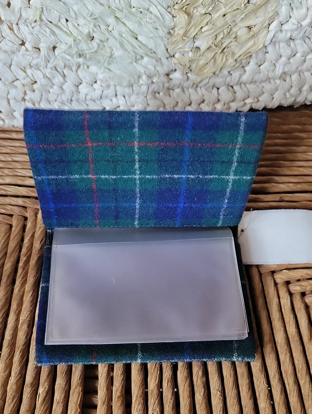 Pendleton Blue and Green Tartan Wool Card Sleeve